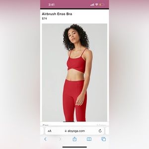 Alo yoga airbrush Enso bra and high-waist legging in classic red